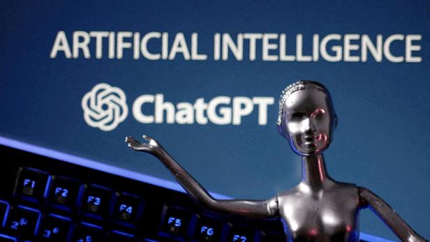 FILE PHOTO: Illustration shows ChatGPT logo and AI Artificial Intelligence words