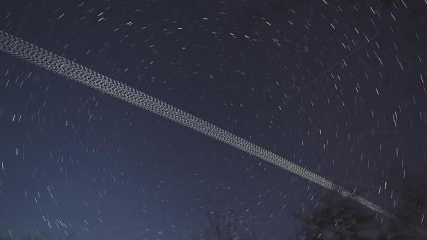 Starlink satellites in the night sky over Austria