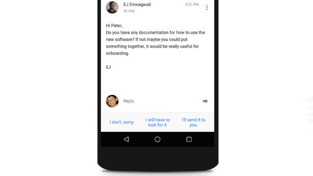 Google Inbox schlägt automatische Antworten auf E-Mails vor