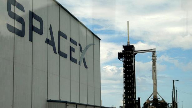 FILE PHOTO: A SpaceX Falcon 9 rocket is prepared for launch of Polaris Dawn, a private human spaceflight mission, at the Kennedy Space Center in Cape Canaveral