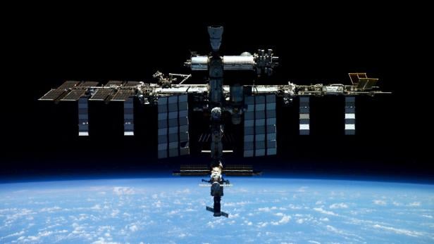 FILE PHOTO: The ISS is photographed by Expedition 66 crew member from aÊSoyuz MS-19Êspacecraft