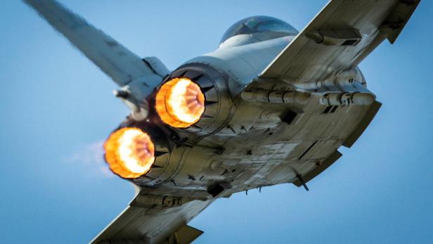 Afterburner bei einem Eurofighter Typhoon der britischen Luftwaffe