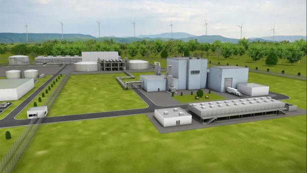 Rendering zeigt, wie das fertige Kraftwerk von TerraPower aussehen soll.