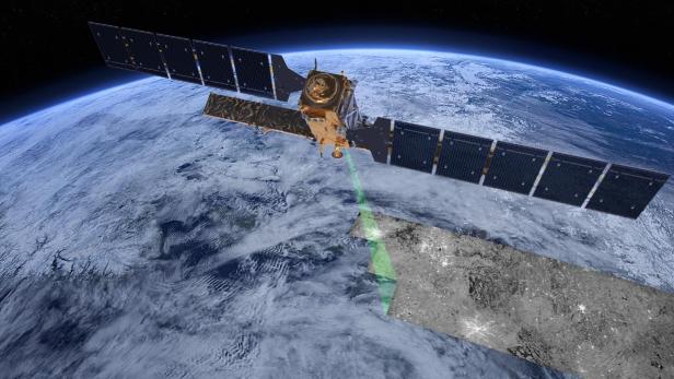 Satellit mit Blick auf die Erde. 