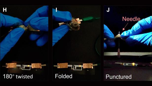 Die Batterie funktioniert auch noch, wenn sie durchbohrt wird Die Batterie funktioniert auch noch, wenn sie durchbohrt wird