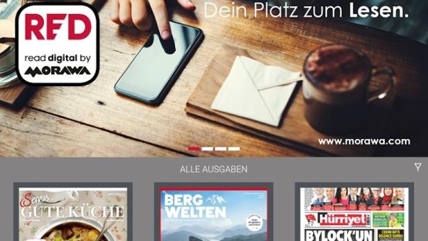 Die App &quot;RED by Morawa&quot; liefert Zeitungen, Magazine und Bücher in Wartezonen auf das Mobilgerät