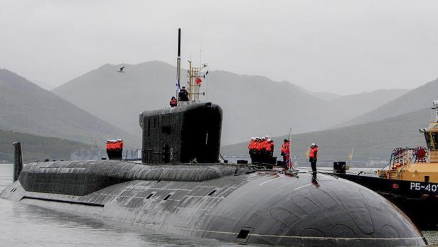 Atom-U-Boot der Borei-Klasse K550 "Alexander Newski" auf der permanenten Basis Wiljutschinsk auf Kamtschatka.