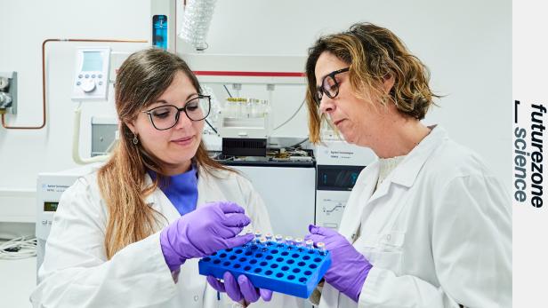 Zwei Forscherinnen begutachten Proben am OFI.