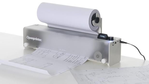 Drucker von Openprinter mit Papierrolle auf der Oberseite