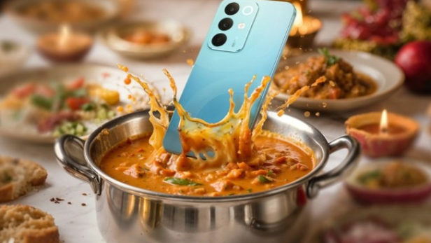 Handy fällt in heiße Suppe