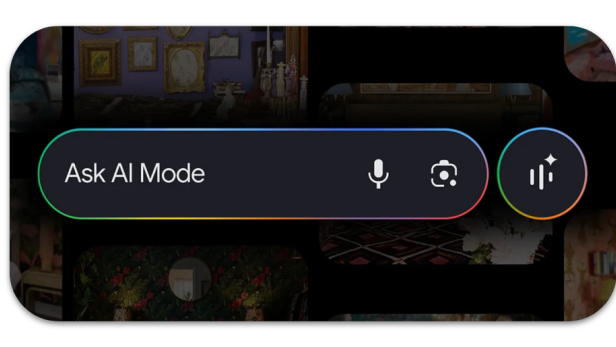 Screenshot des Ask AI Mode Suchfeldes bei Google