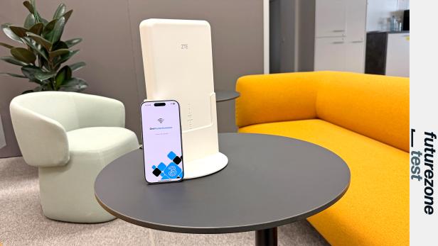 Drei-App zeigt optimale Positionierung des Routers
