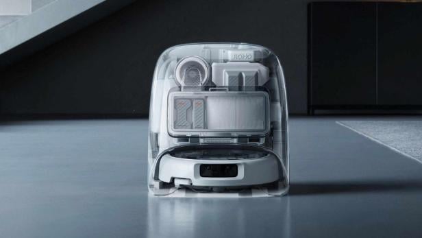 DJI setzt bei seinem Saugroboter auf ein transparentes Design.