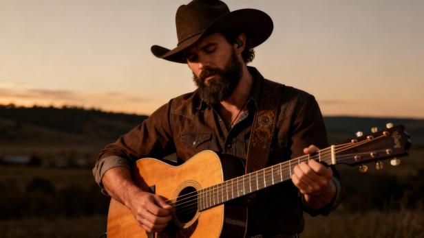 So sieht ein Cowboy-Country-Sänger aus, wenn ihn die KI generiert