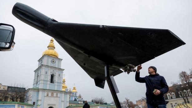 Eine in Kiew ausgestellte Shahed-136