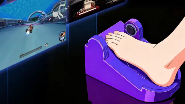 Zu sehen ist das Fuß Keyboard und die dazu passenden Spiele auf Bildschirmen 