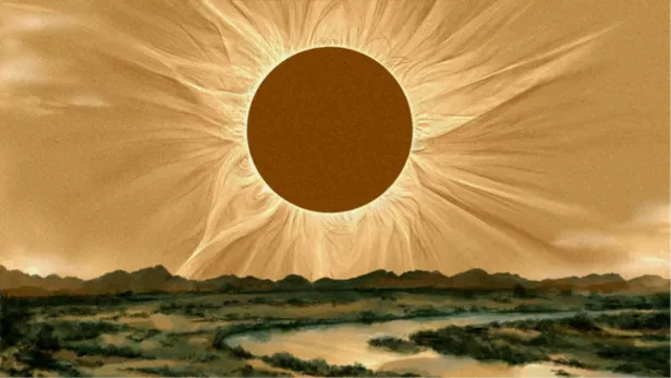Künstlerische Darstellung einer Sonnenfinsternis vor 2.700 Jahren.