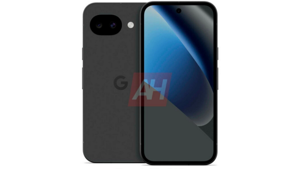 Das geleakte Rendering zeigt das Google Pixel 10a mit verkleinertem Kameramodul und Frontkamera im Display-Loch.
