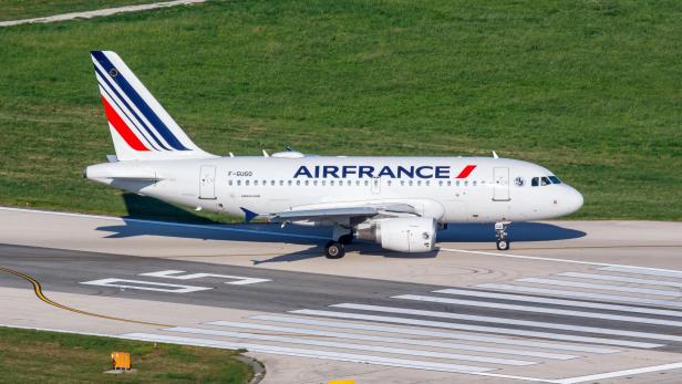 Air France Airbus A318 airplane at Split Airport in Croatia