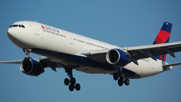 Ein Airbus A330 der US-Fluglinie Delta im Landeanflug (Symbolbild)