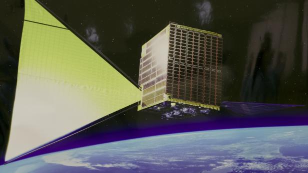 Künstlerische Darstellung des Satelliten RAISE-4