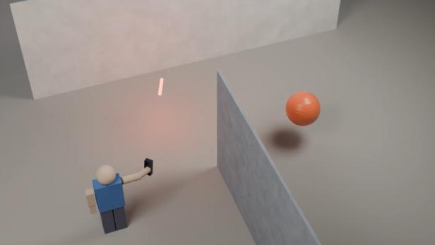 3D-Rendering einer Figur mit Smartphone, die durch eine Trennwand von einem orangen Ball abgeschirmt ist. Ein Lichtstrahl zeigt, wie die Reflexion des Balles gegen die Wand zum Smartphone der Figur zurückgeworfen wird und "um die Ecke schauen" ermöglicht.
