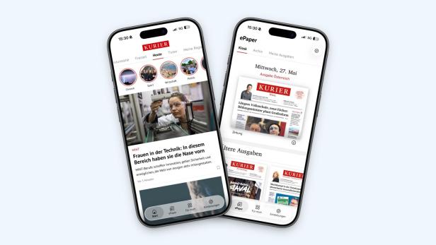 neue KURIER-App auf 2 Smartphones