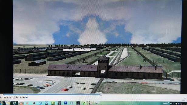 Ansicht des 3D-Modells von Auschwitz am Computer