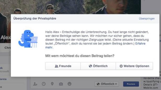 Der Privatsphäre-Dino will auf Facebook helfen