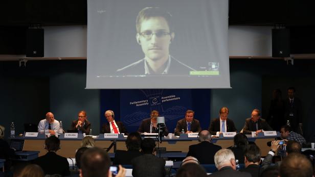 Edward Snowden per Videokonferenz vor dem Europarat