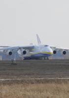 An Antonov An-225 Mriya cargo plane is seen before its first commercial flight after renovation at an airfield in the settlement of Hostomel outside Kiev