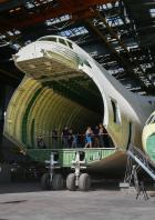 Ukrainian Antonov An-225 Mriya aircraft in the assembly shop of the Antonov aircraft plant in Kiev