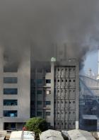Firefighters try to douse a fire that broke out inside the complex of the Serum Institute of India, in Pune