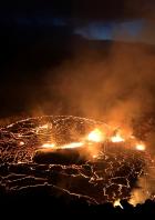 A rising lava lake is seen within Halema'uma'u crater during the eruption of Kilauea  volcano