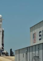 FILE PHOTO: A SpaceX Falcon Heavy rocket, carrying the U.S. Air Forces Space Test Program-2 mission, is shown during launch preparation at the Kennedy Space Center in Cape Canaveral