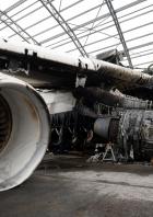 Antonov An-225 Mriya cargo plane, the world's biggest aircraft, destroyed by Russian troops is seen at an airfield in Hostomel