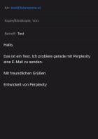 Eine von Perplexity erstellte E-Mail, die direkt gesendet werden kann.