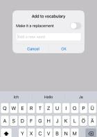 Wörterbuch-Reiter mit Textfeld in der Wispr Flow AI App