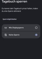 Auswahl der Sperre für die Journal App.