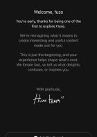 Willkommenscreen von Huxe