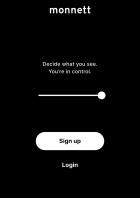 Anmeldescreen der Monnett-App mit schwarzem Hintergrund