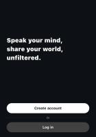 Anmeldescreen von Upscrolled mit der Option zum Anmelden und Account erstellen
