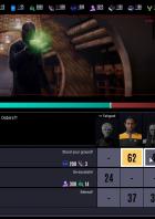 Die Systemkarte aus Star Trek Voyager: Across the Unknown zeigt die Voyager und verschiedene erkundbare Planeten mit Ressourcen- und Missionssymbolen.