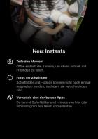 Einführungsbildschirm zu Instants.
