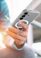 Das Rendering zeigt das Samsung Galaxy S26 FE mit flachen Seiten, seitlichen Tasten und mittig platzierter Frontkamera.