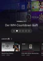 Startseite der Magenta TV App mit Übersicht zu WM-üBertragungen