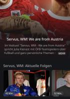 WM-Übersicht in der ServusTV On App mit Video-Berichten.