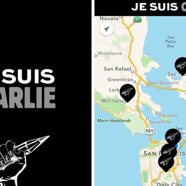 Screenshots der &quot;Je suis Charlie&quot;-App für iOS