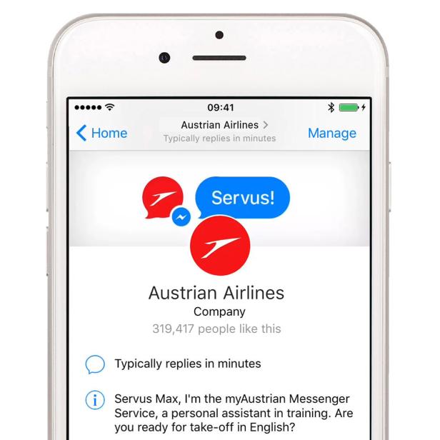 Der Chatbot myAustrian Messenger Service übernimmt ab Freitag die Kommunikation auf Facebook