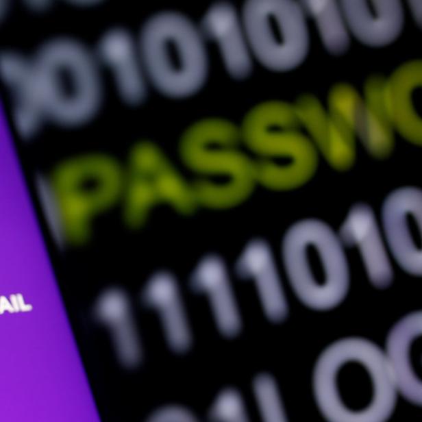 Ein Bildschirm zeigt das Yahoo! Mail-Logo und den Begriff „Passwort“.